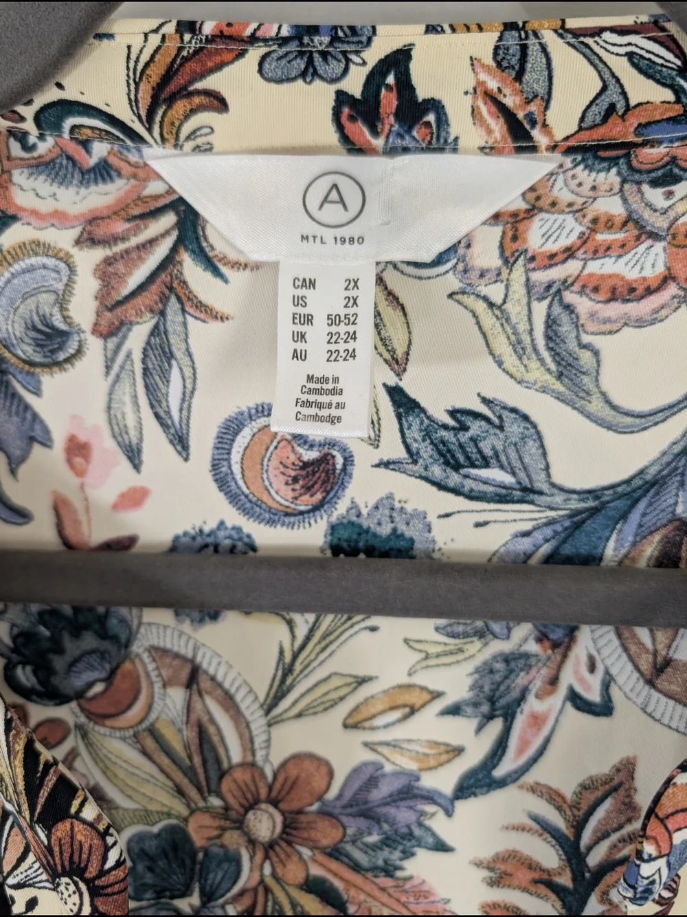 A MTL 1980 Floral V-Neck Blouse | Coastal Grandmother | 70s Boho | 2X - Picture 3 of 5